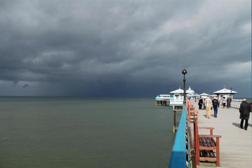 Storm approaching Llandudno Pier North Wales